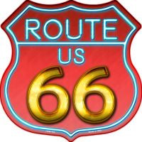 Route 66 Neon Metal Highway Shield Novelty Metal Magnet HSM-494