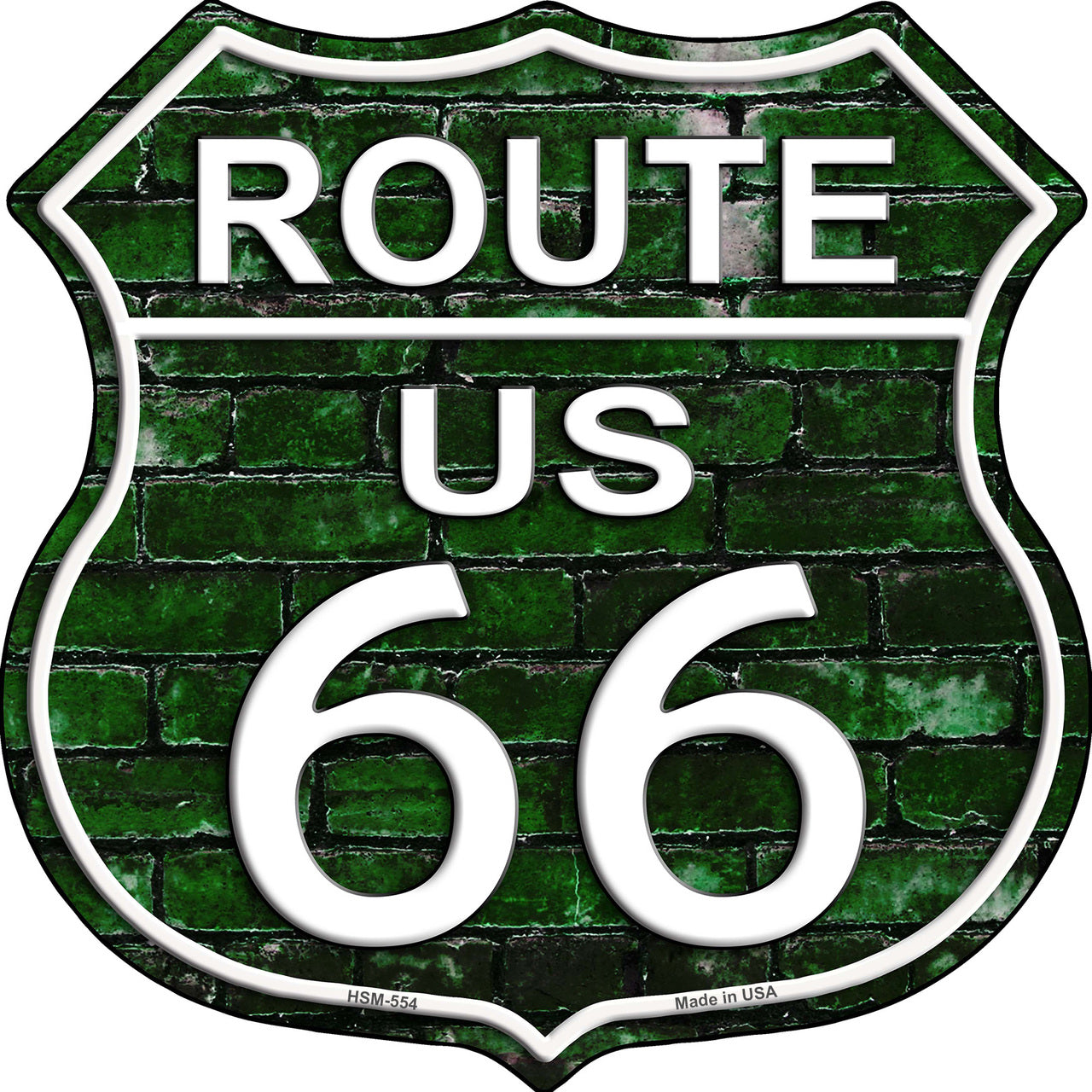 Route 66 Green Brick Wall Highway Shield Novelty Metal Magnet HSM-554