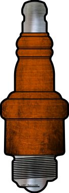 Orange Oil Rubbed Novelty Metal Spark Plug Sign J-007