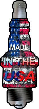 Made In The USA Novelty Metal Spark Plug Sign