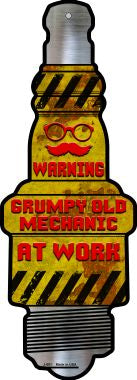 Old Mechanic At Work Novelty Metal Spark Plug Sign J-081