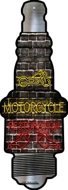 Motorcycle Restoration Novelty Metal Spark Plug Sign J-084