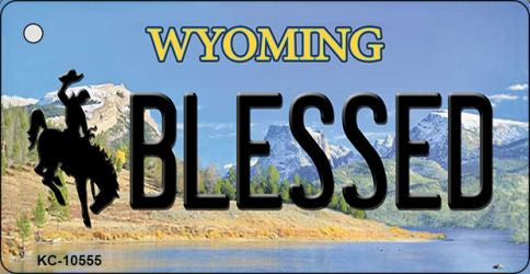 Blessed Wyoming State License Plate Tag Key Chain KC-10555