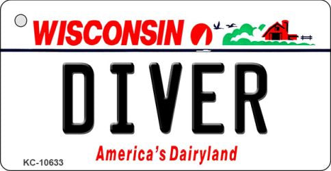 Diver Wisconsin License Plate Tag Novelty Key Chain KC-10633