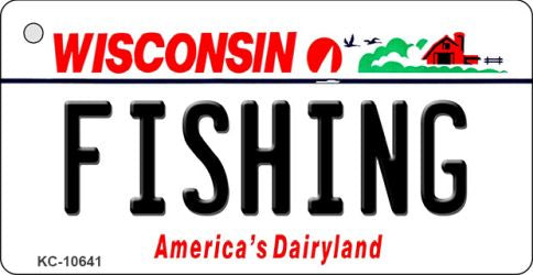 Fishing Wisconsin License Plate Tag Novelty Key Chain KC-10641