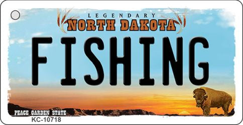 Fishing North Dakota State License Plate Tag Key Chain KC-10718