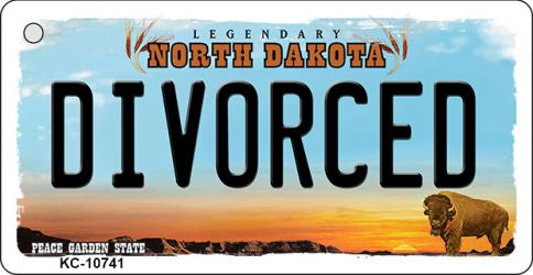 Divorced North Dakota State License Plate Tag Key Chain KC-10741