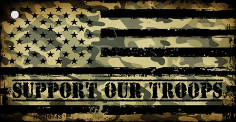 Camo American Flag Support Troops Novelty Metal Key Chain KC-10743