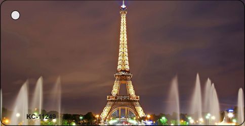 Eiffel Tower Night With Fountain Novelty Aluminum Key Chain KC-11249