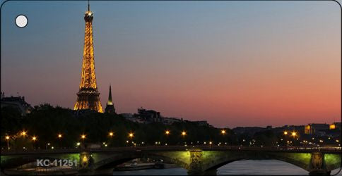Eiffel Tower Night With River and Bridge Novelty Aluminum Key Chain KC-11251
