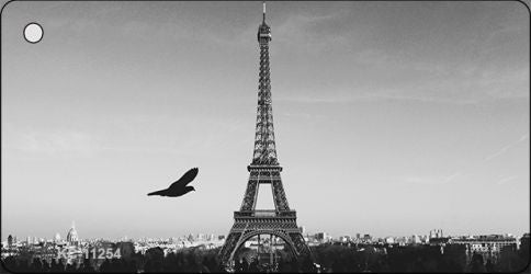Eiffel Tower Black and White With Bird Novelty Aluminum Key Chain KC-11254