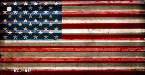 American Flag Corrugated Novelty Metal Key Chain KC-11812