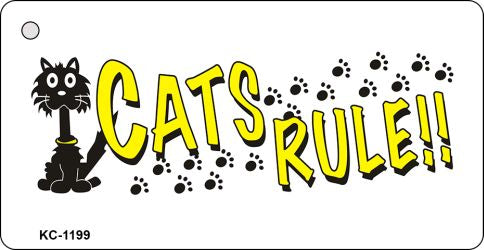Cats Rule Novelty Aluminum Key Chain KC-1199