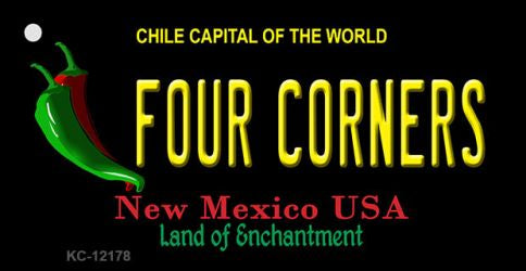Four Corners New Mexico Black Novelty Metal Key Chain KC-12178