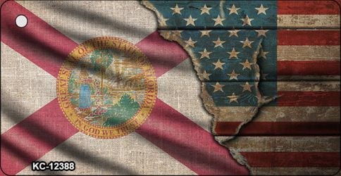 Florida/American Flag Novelty Metal Key Chain KC-12388
