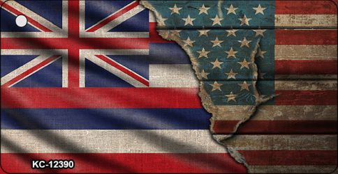 Hawaii/American Flag Novelty Metal Key Chain KC-12390