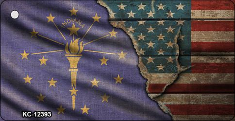 Indiana/American Flag Novelty Metal Key Chain KC-12393