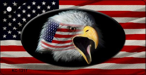 Eagle Head American Flag Novelty Aluminum Key Chain KC-1317