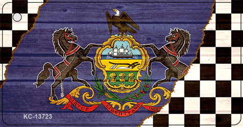 Pennsylvania Racing Flag Novelty Metal Key Chain KC-13723