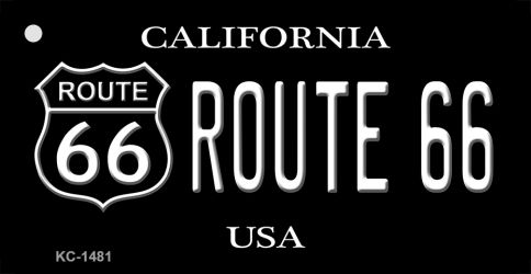 California Route 66 Black Novelty Aluminum Key Chain KC-1481