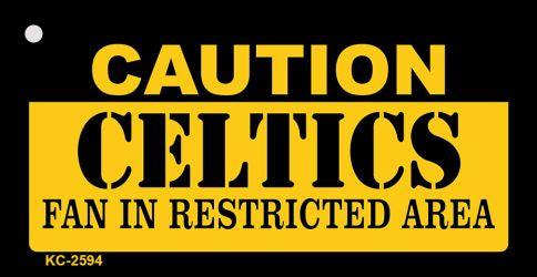 Caution Celtics Fan Area Novelty Metal Key Chain KC-2594