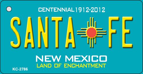 Santa Fe Teal New Mexico Novelty Metal Key Chain KC-2786
