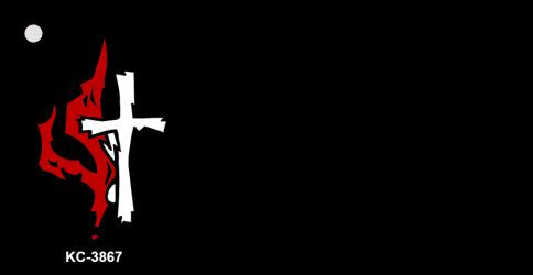 Flame Cross OffSet Novelty Aluminum Key Chain KC-3867