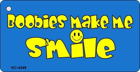 Boobies Make Me Smile Blue Novelty Aluminum Key Chain KC-4349