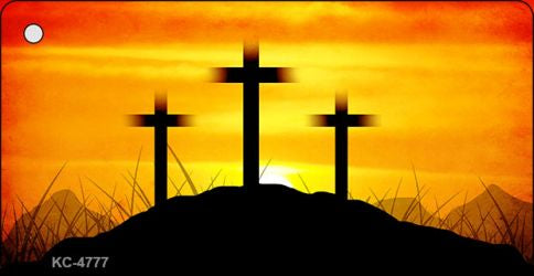 3 Crosses Novelty Aluminum Key Chain KC-4777