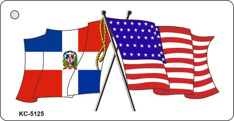 Dominican Republic USA Crossed Flags Novelty Aluminum Key Chain KC-5125