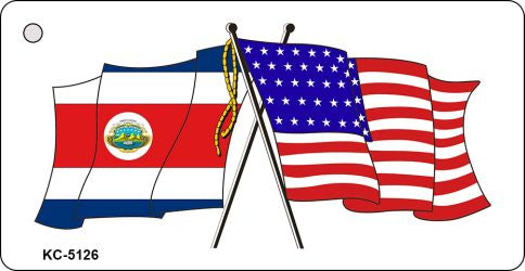 Costa Rica USA Crossed Flags Novelty Aluminum Key Chain KC-5126