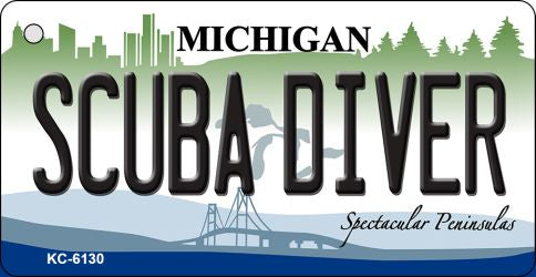 Scuba Diver Michigan State License Plate Tag Novelty Key Chain KC-6130