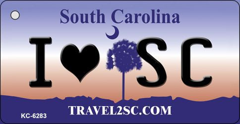 I Love SC South Carolina License Plate Tag Key Chain KC-6283