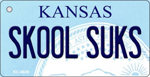 Skool Suks Kansas State License Plate Tag Novelty Key Chain KC-6636