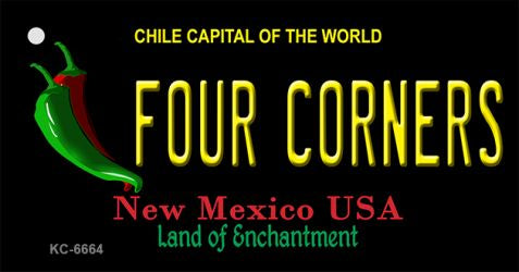 Four Corners Black New Mexico Novelty Metal Key Chain KC-6664