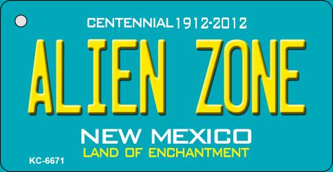 Alien Zone Teal New Mexico Novelty Metal Key Chain KC-6671