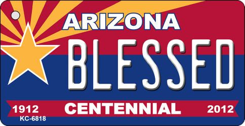 Blessed Arizona Centennial State License Plate Tag Key Chain KC-6818