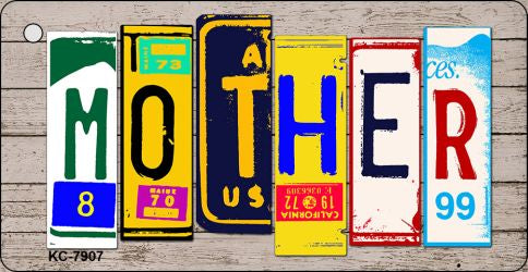 Mother Wood Cut Letter Novelty Aluminum Key Chain KC-7907