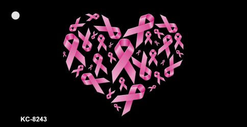 Pink Ribbons Heart Novelty Aluminum Key Chain KC-8243