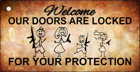 Doors Locked Your Protection Novelty Metal Key Chain KC-8344