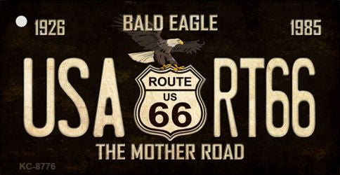 Bald Eagle Route 66 Novelty Metal Key Chain KC-8776
