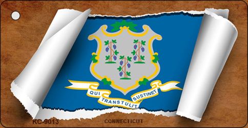 Connecticut Flag Scroll Novelty Aluminum Key Chain KC-9013