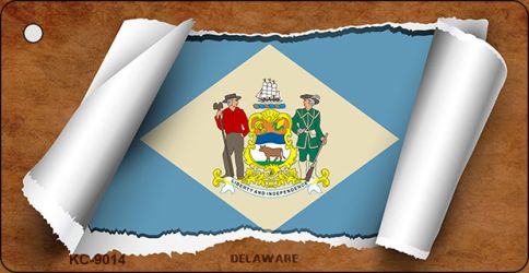 Delaware Flag Scroll Novelty Aluminum Key Chain KC-9014