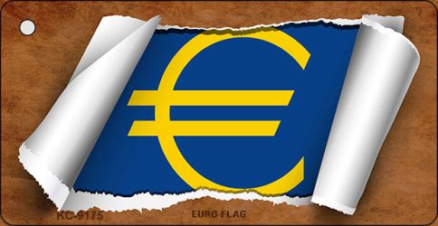 Euro Flag Scroll Novelty Aluminum Key Chain KC-9175