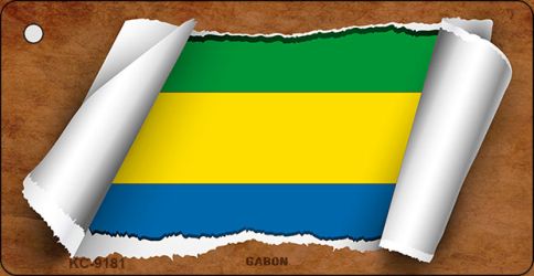 Gabon Flag Scroll Novelty Aluminum Key Chain KC-9181