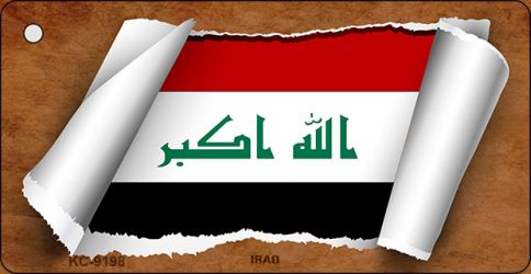 Iraq Flag Scroll Novelty Aluminum Key Chain KC-9198