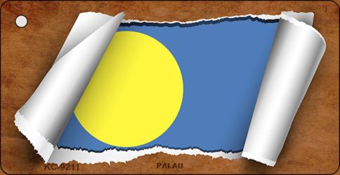 Palau Flag Scroll Novelty Aluminum Key Chain KC-9211