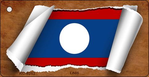 Laos Flag Scroll Novelty Aluminum Key Chain KC-9213