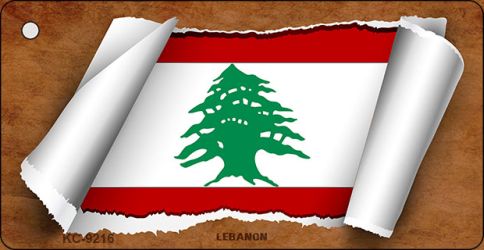 Lebanon Flag Scroll Novelty Aluminum Key Chain KC-9216