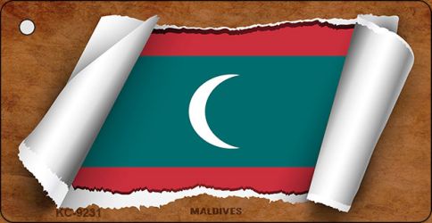 Maldives Flag Scroll Novelty Aluminum Key Chain KC-9231